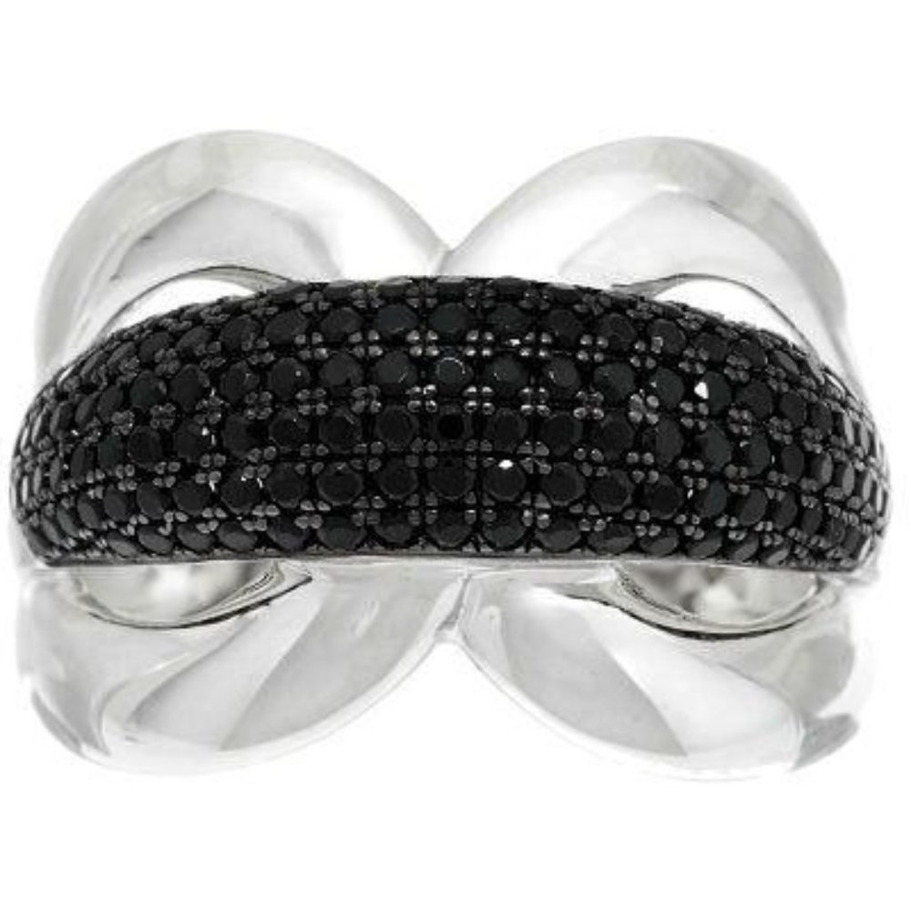 STERLING SILVER PAVEL BLACK SPINEL RING  SIZE 6  NEW